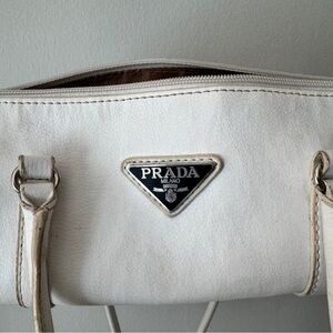 Prada White Shoulder Bag with Silver Hardware